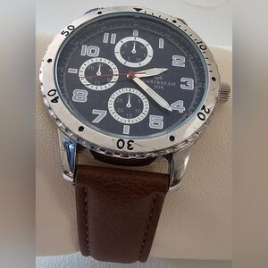 CARIBBEAN JOE Men’s Quartz watch Brown Leather Band Works